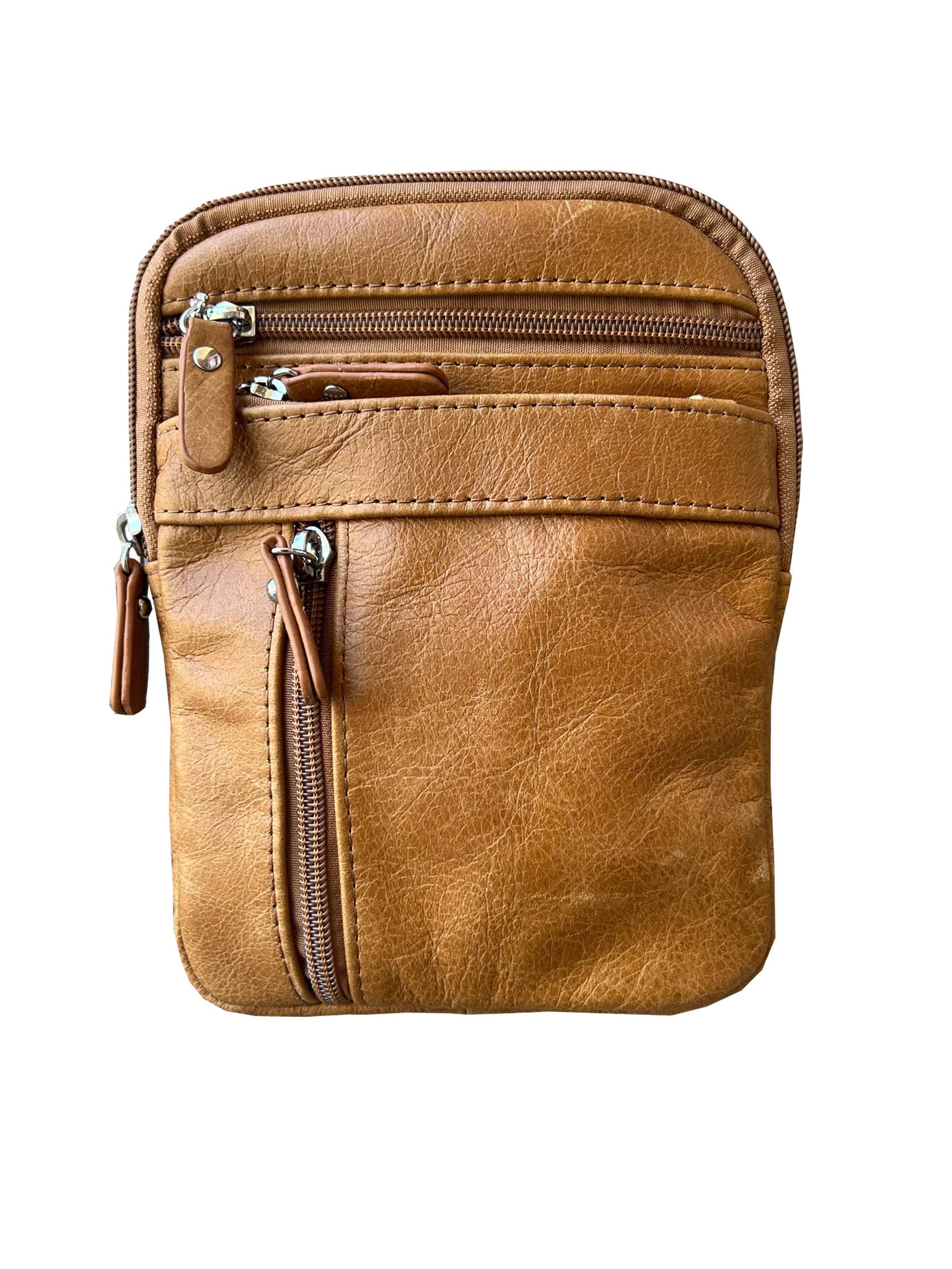 Cowhide leather crossbody: Light brown