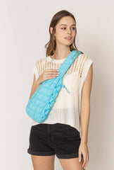 Brielle Quilted Puffer Sling Bag: Aqua