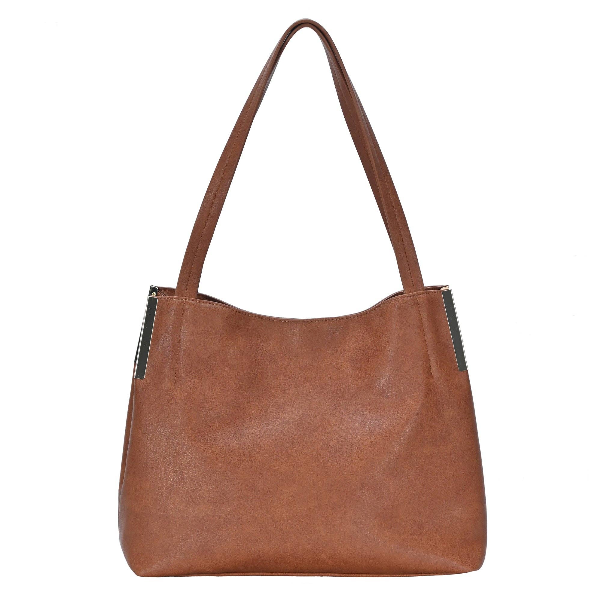 Elizabeth Minimalist Triple Compartment Hobo: Tan