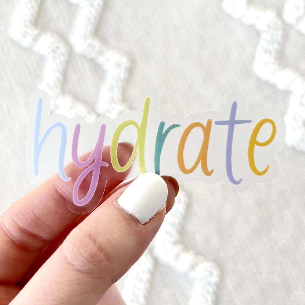 Hydrate Clear Waterproof Vinyl Sticker, 3x1.5"