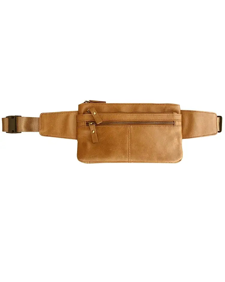 Fanny pack waist bag sling bag: Light Brown