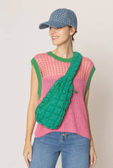 Brielle Quilted Puffer Sling Bag: Green