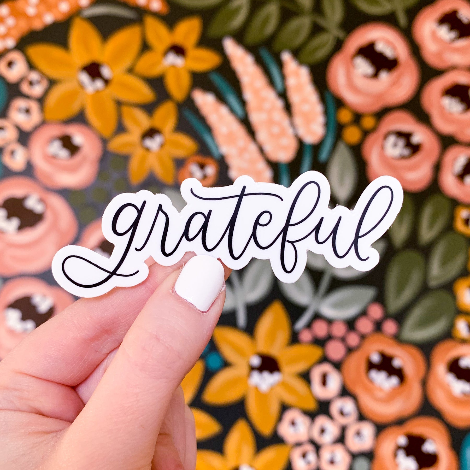 Grateful Waterproof Vinyl Sticker, 3.5x1.25"