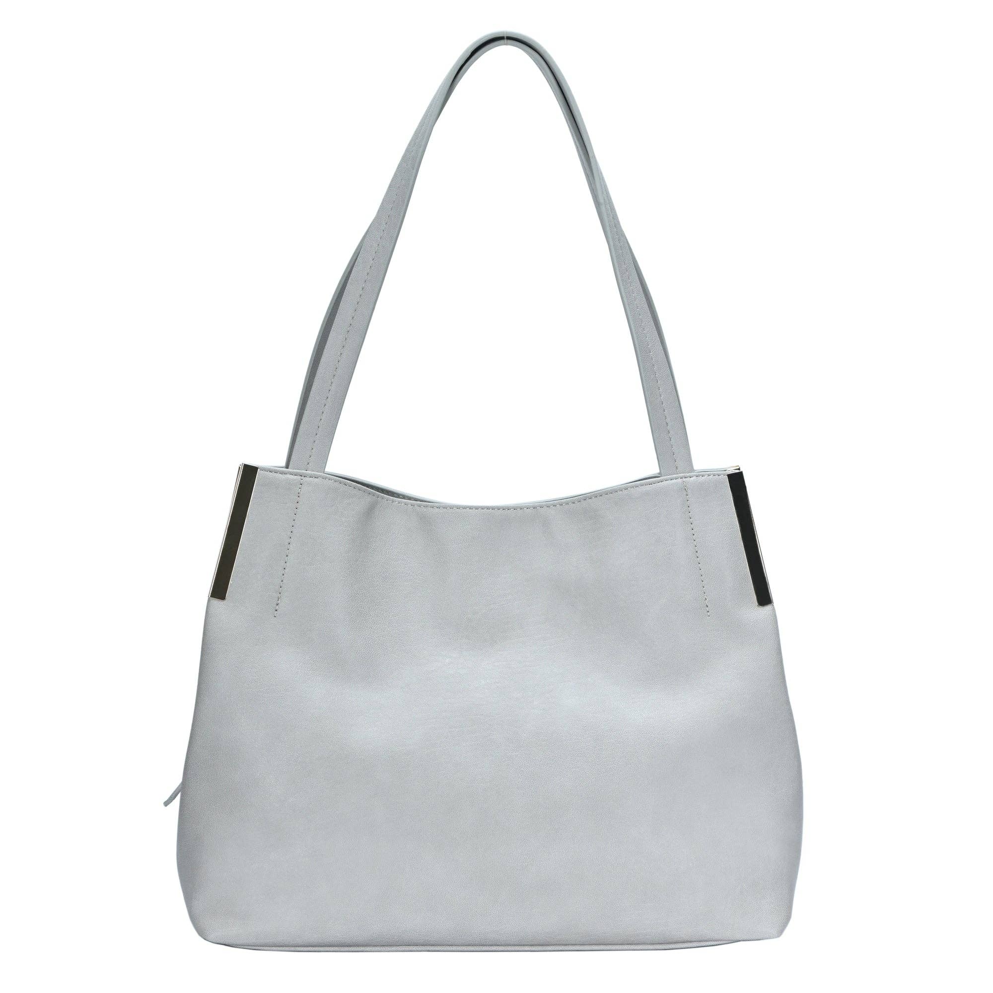 Elizabeth Minimalist Triple Compartment Hobo: Light Grey