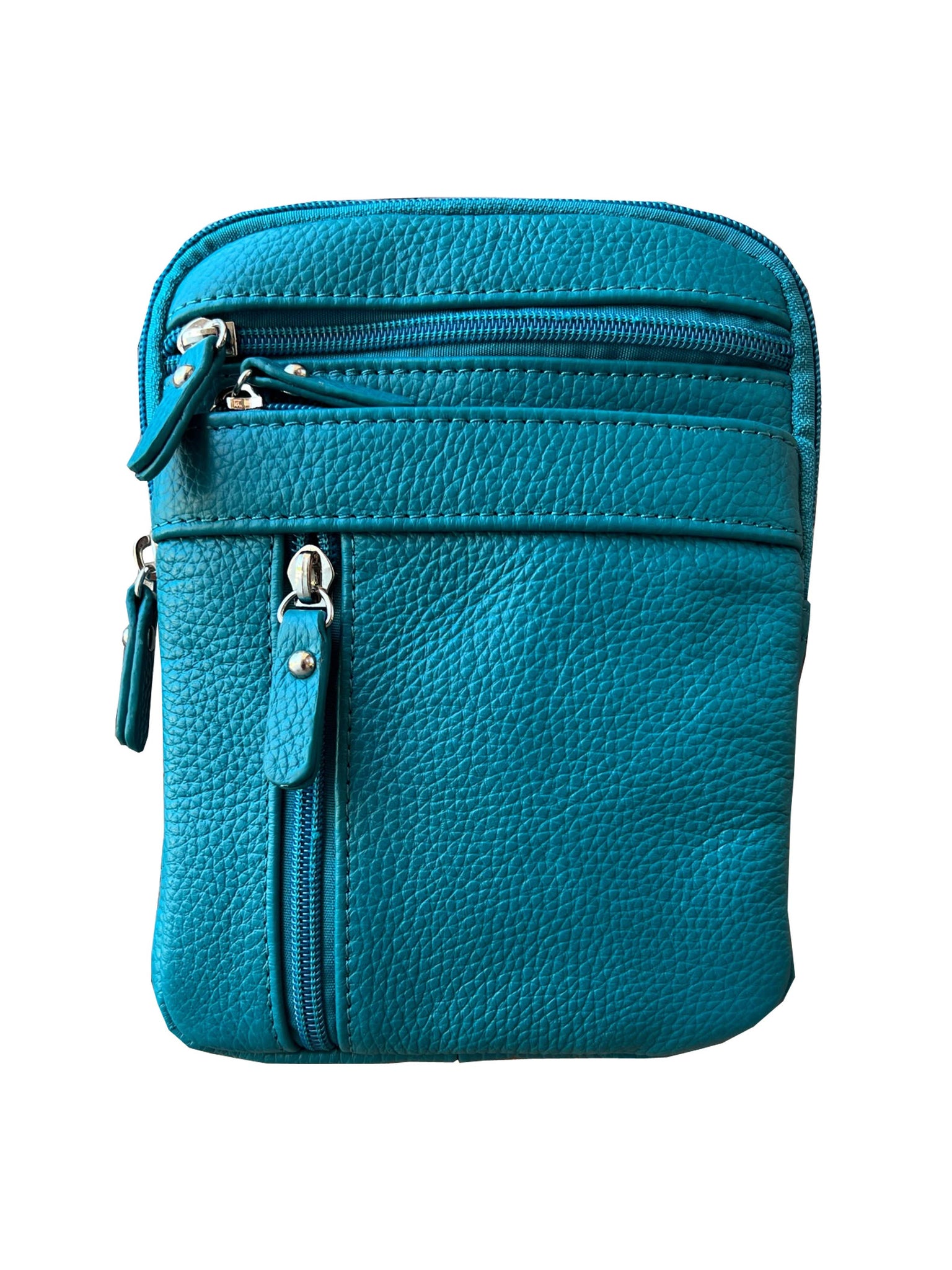 Cowhide leather crossbody: Turquoise