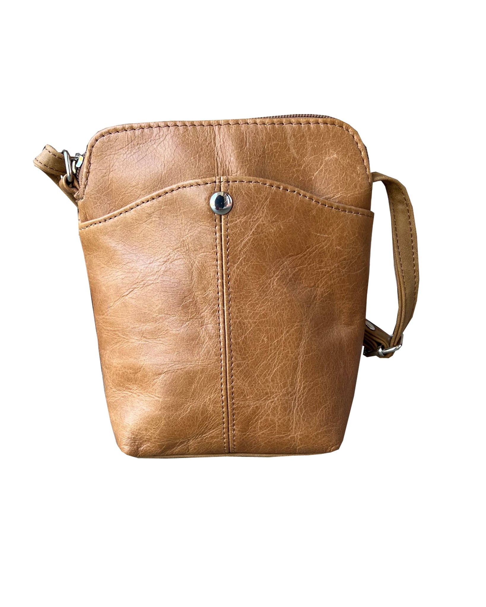 Cowhide Women Mini crossbody shoulder bag phone pouch: Light brown