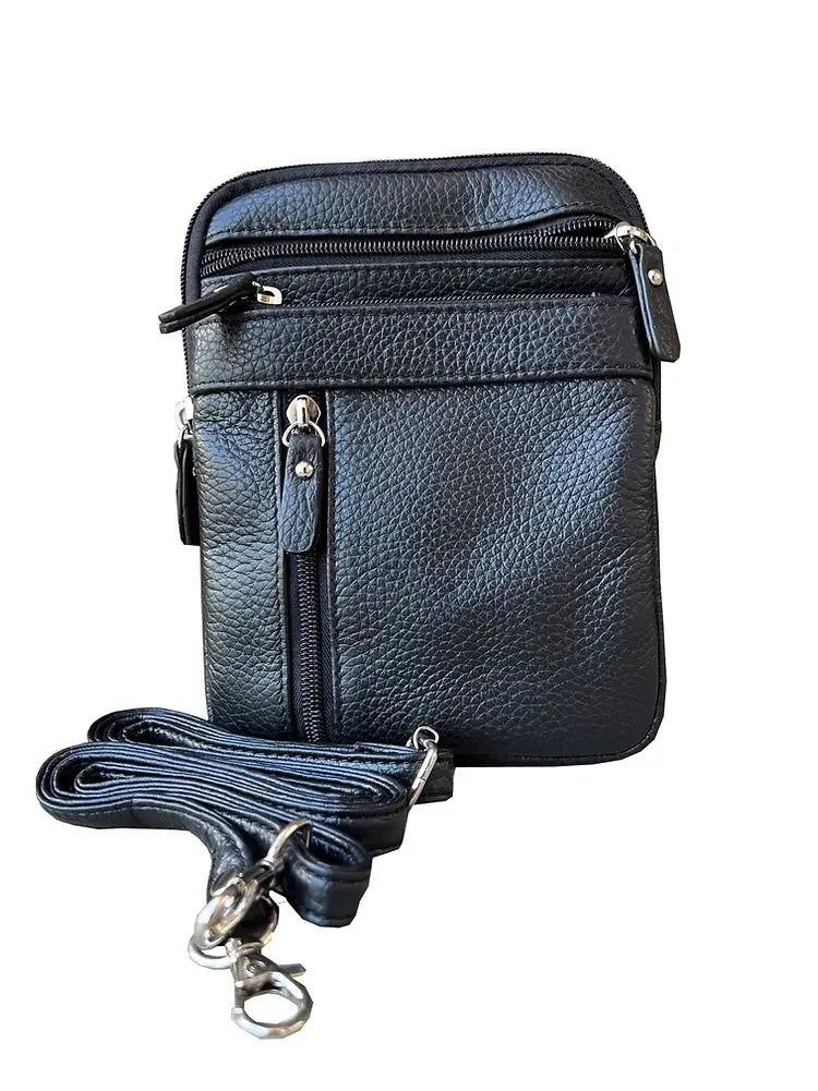 Cowhide leather crossbody: Black