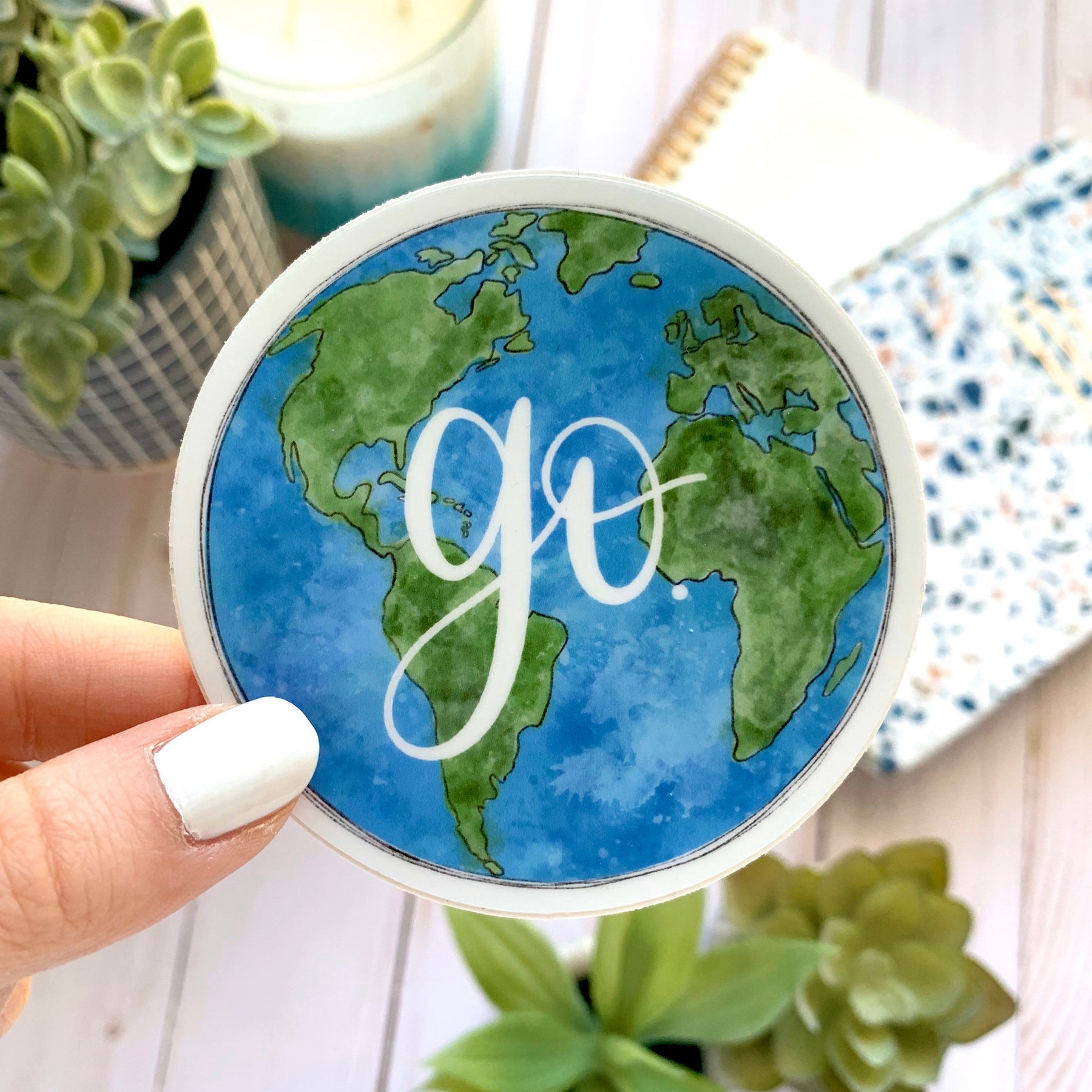 Go Globe Waterproof Vinyl Sticker, 3x3"